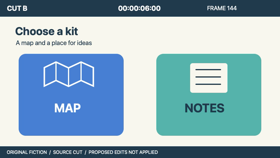 CUT B at 06:00 shows Choose a kit, with no orange first-bend marker.